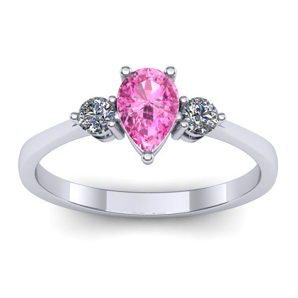 Inel logodna cu safir roz lacrima