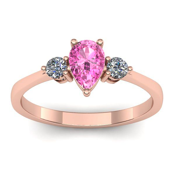 Inel cu safir roz lacrima