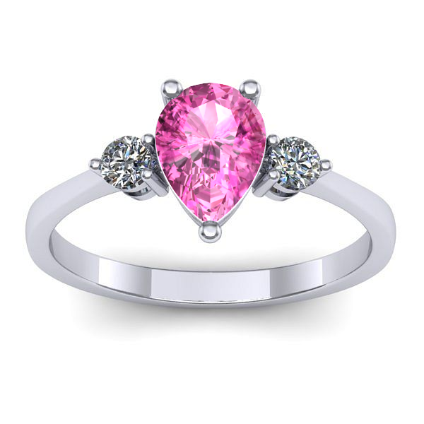 Inel logodna cu safir roz lacrima