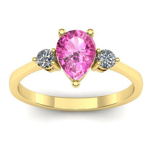 Inel logodna cu safir roz lacrima