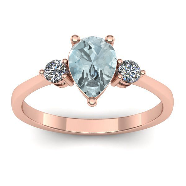 Inel logodna cu aquamarin lacrima