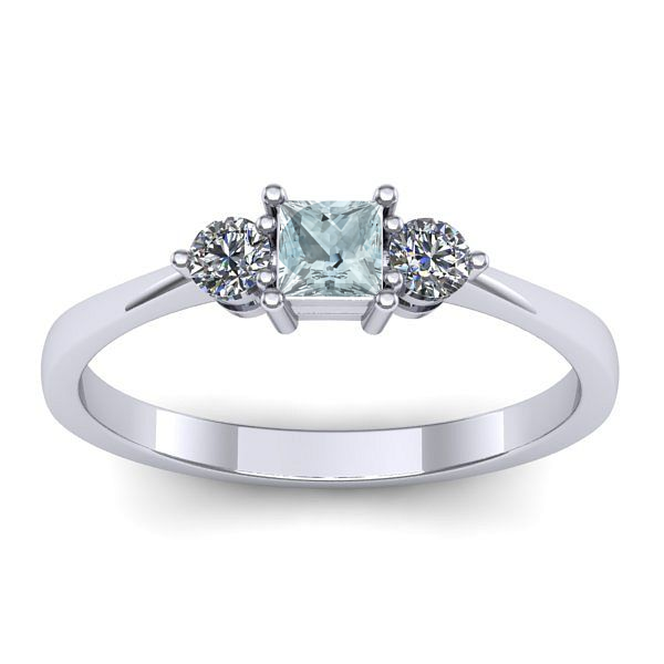 Inel logodna cu aquamarin patrat