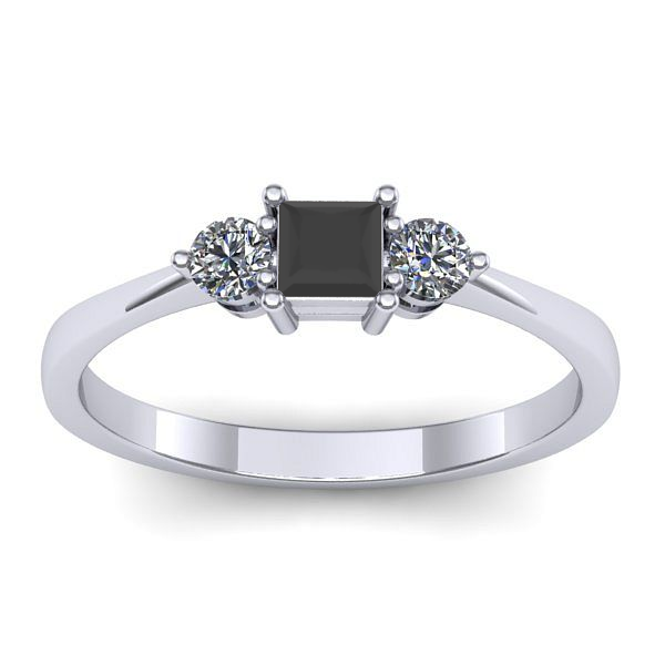 Inel de logodna cu diamant negru patrat