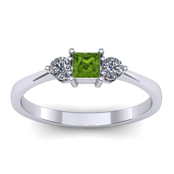 Inel logodna cu peridot patrat