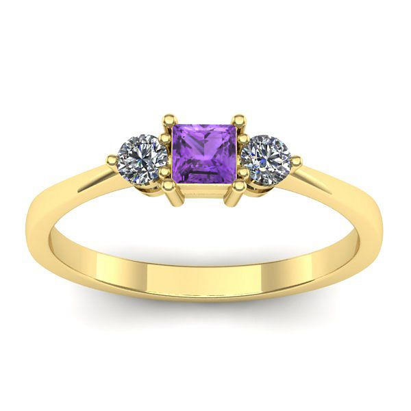 Inel de logodna cu ametist patrat