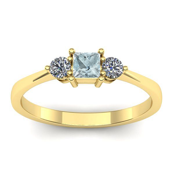 Inel de logodna cu aquamarin patrat