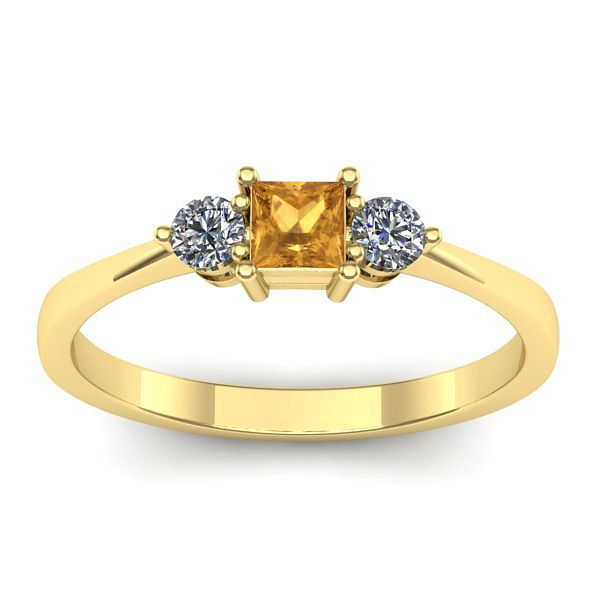 Inel logodna cu citrin patrat