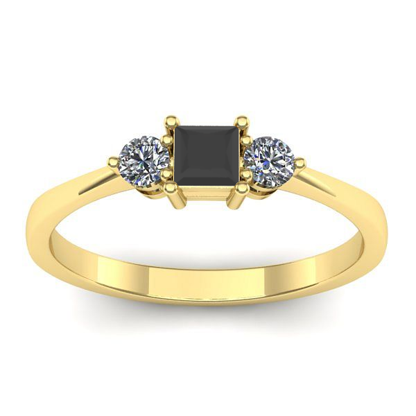 Inel cu diamant negru patrat