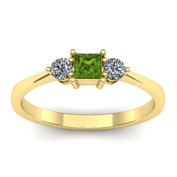 Inel cu peridot patrat