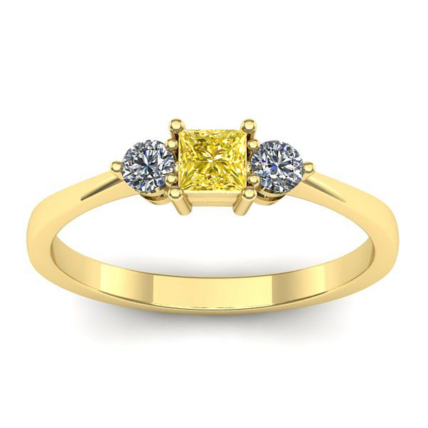 Inel logodna cu safir galben patrat