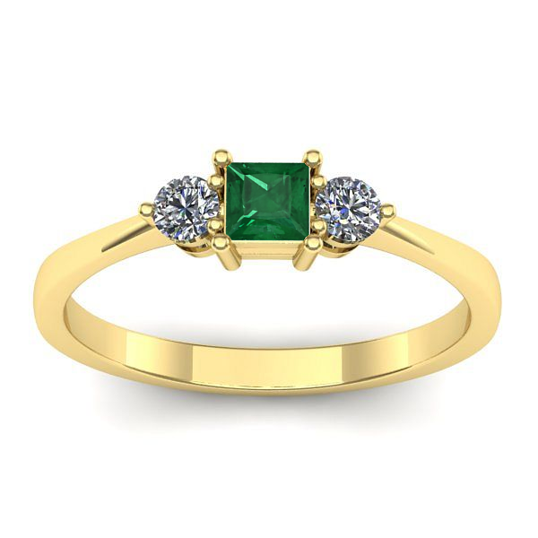 Inel cu smarald patrat