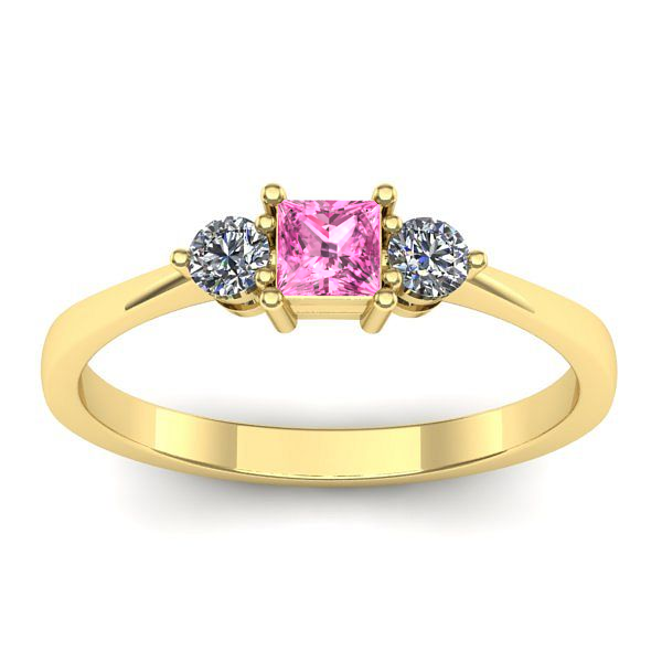 Inel logodna cu safir roz patrat