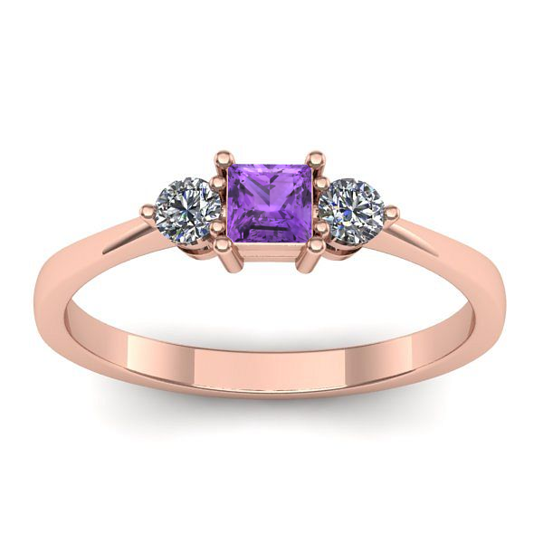 Inel logodna cu ametist patrat