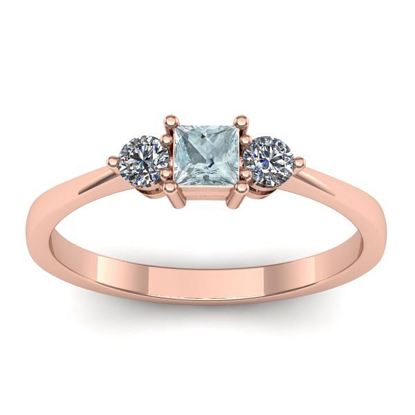 Inel logodna cu aquamarin patrat