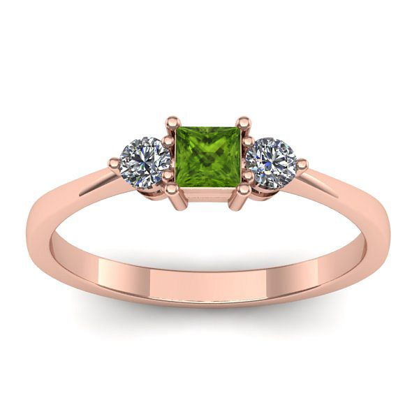 Inel logodna cu peridot patrat