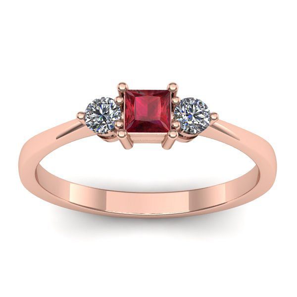 Inel logodna cu rubin patrat