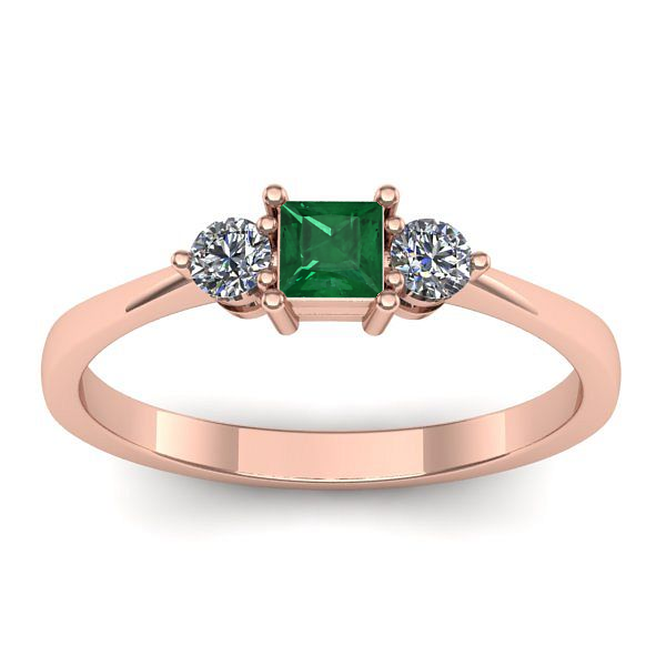 Inel cu smarald patrat