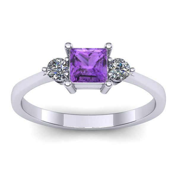 Inel logodna cu ametist patrat