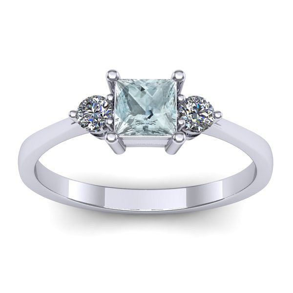 Inel de logodna cu aquamarin patrat