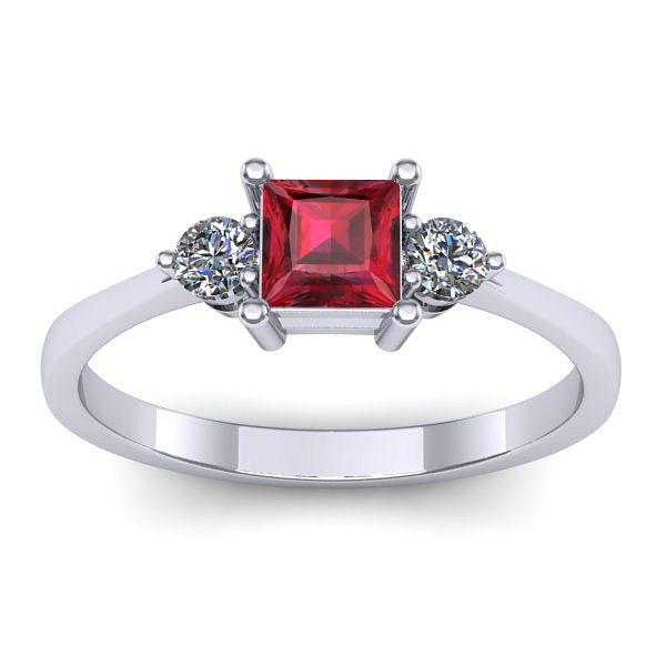 Inel de logodna cu rubin patrat