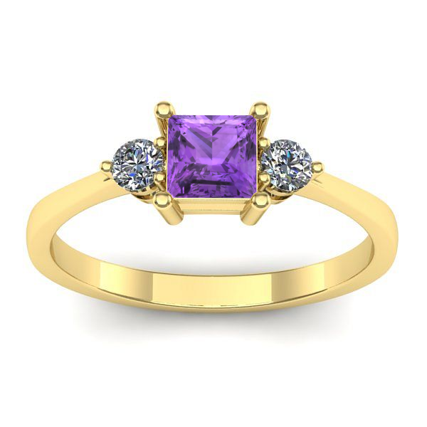 Inel logodna cu ametist patrat
