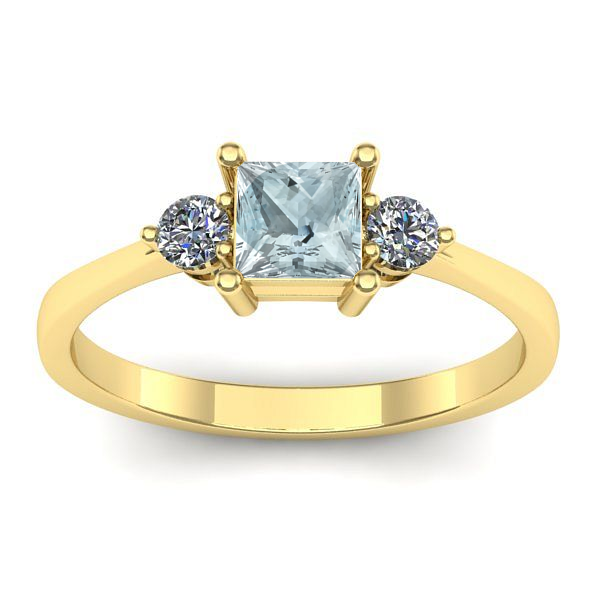 Inel de logodna cu aquamarin patrat