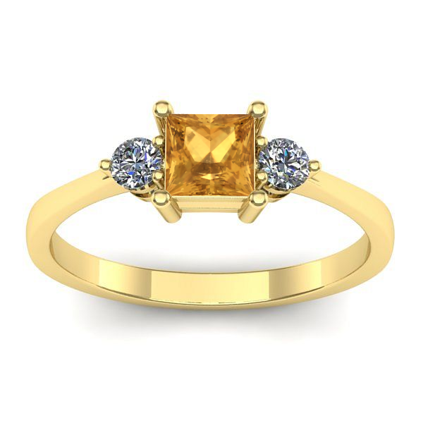 Inel cu citrin patrat