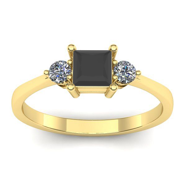 Inel de logodna cu diamant negru patrat