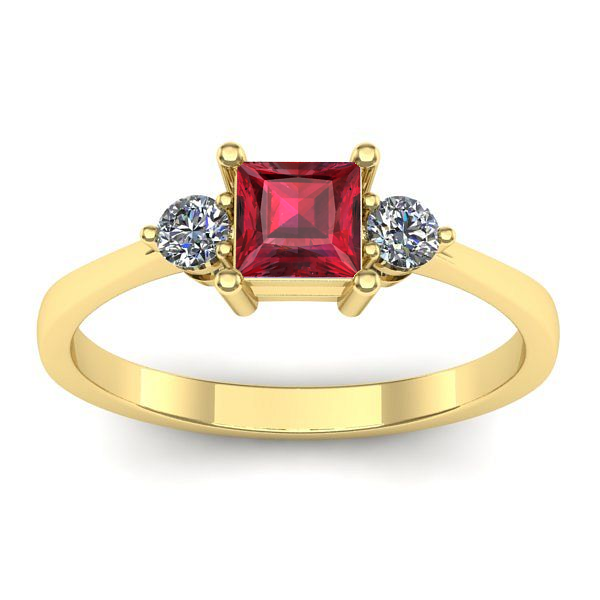 Inel cu rubin patrat