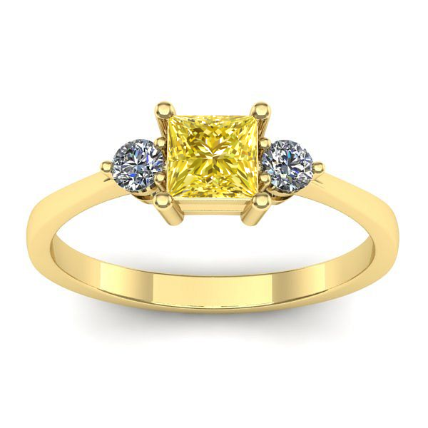 Inel cu safir galben patrat