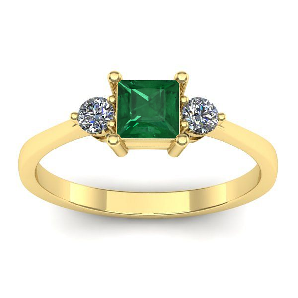 Inel logodna cu smarald patrat