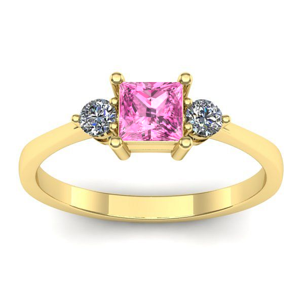 Inel logodna cu safir roz patrat