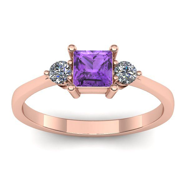 Inel de logodna cu ametist patrat