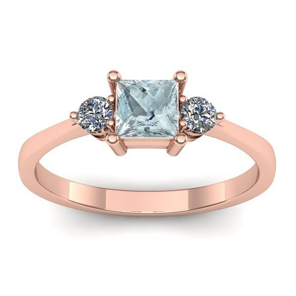 Inel logodna cu aquamarin patrat