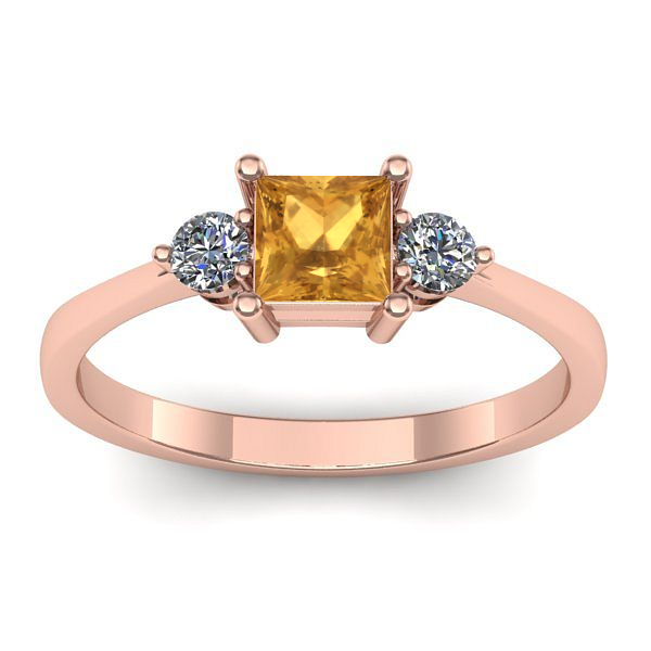 Inel de logodna cu citrin patrat