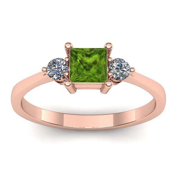 Inel de logodna cu peridot patrat