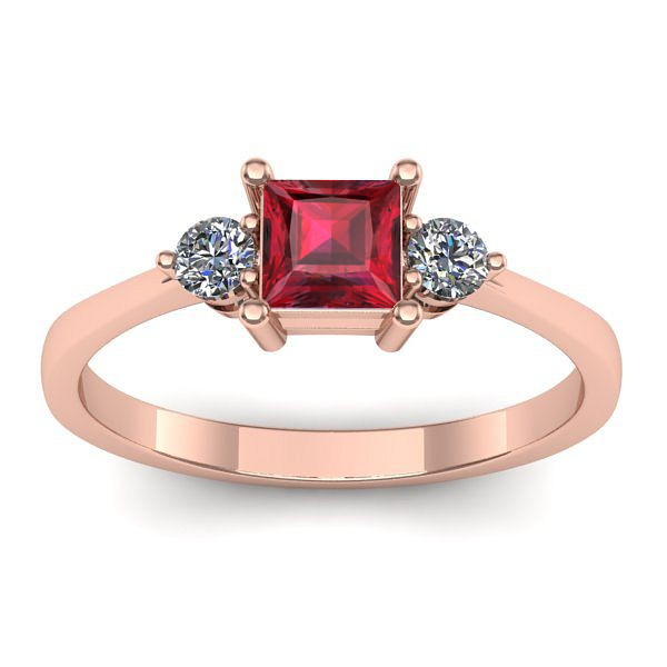 Inel de logodna cu rubin patrat