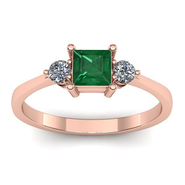 Inel cu smarald patrat