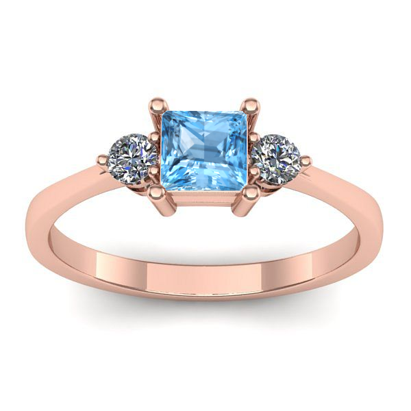 Inel logodna cu topaz blue patrat