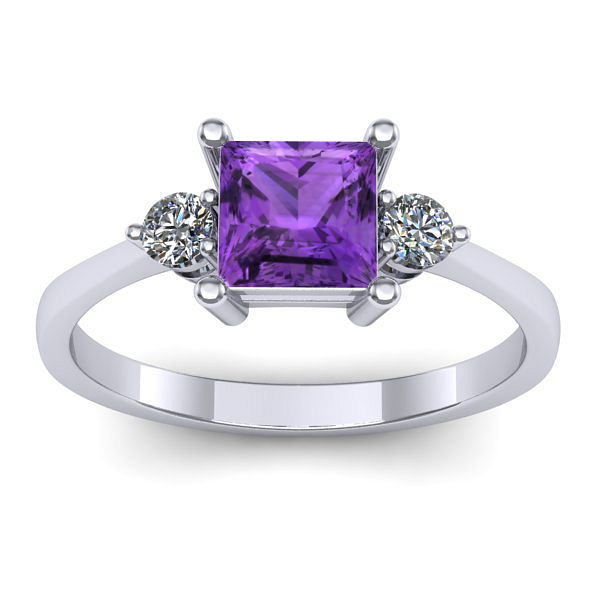 Inel logodna cu ametist patrat
