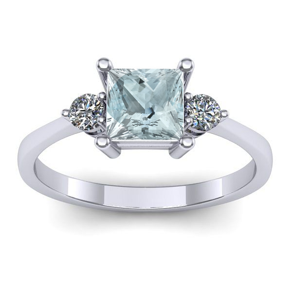 Inel cu aquamarin patrat