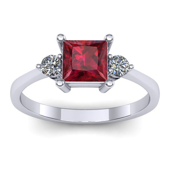 Inel logodna cu rubin patrat