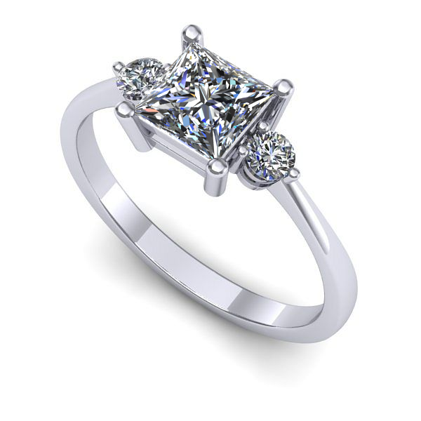 Inel logodna din aur alb cu diamant de laborator