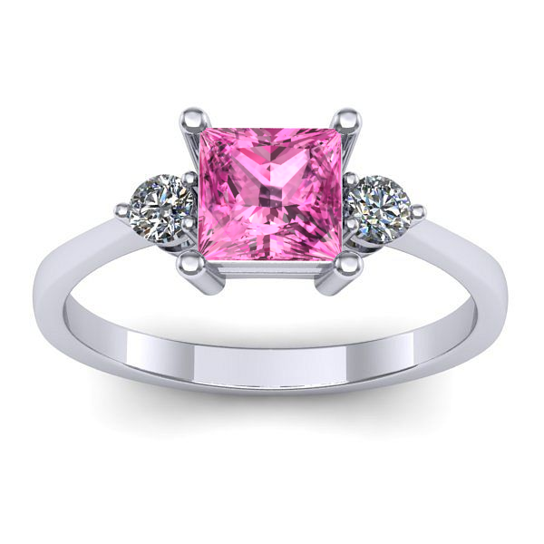 Inel cu safir roz patrat