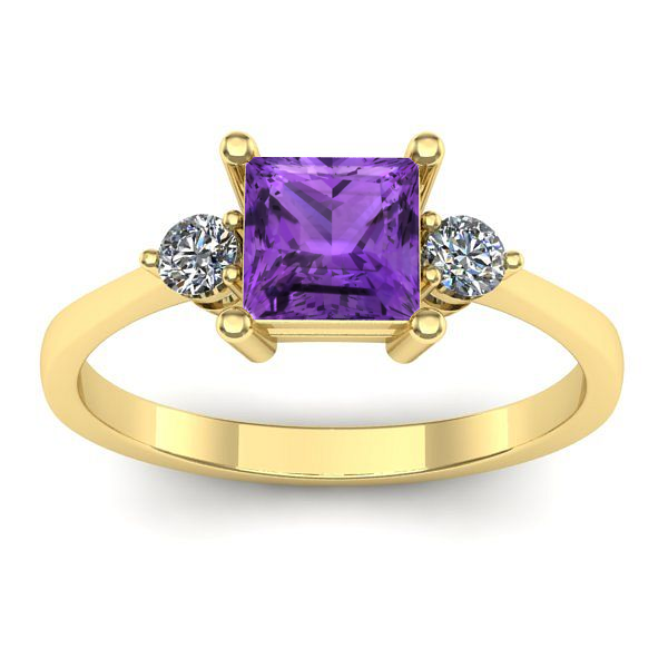 Inel de logodna cu ametist patrat