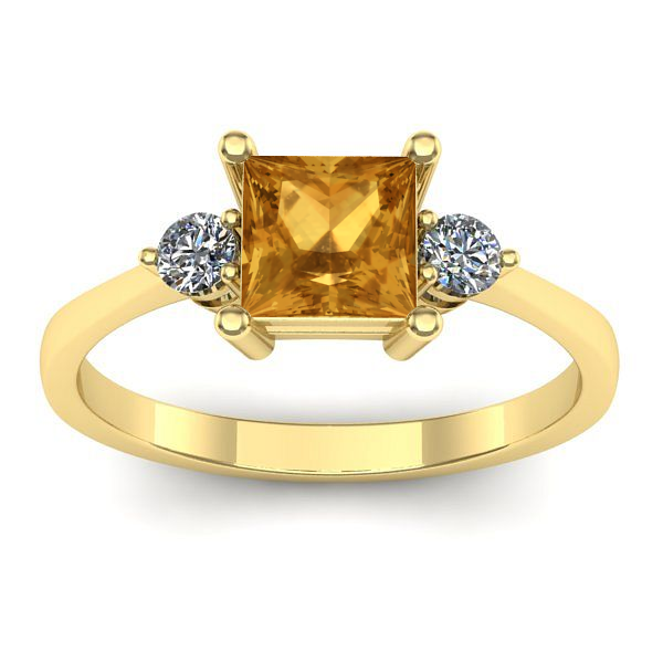 Inel cu citrin patrat