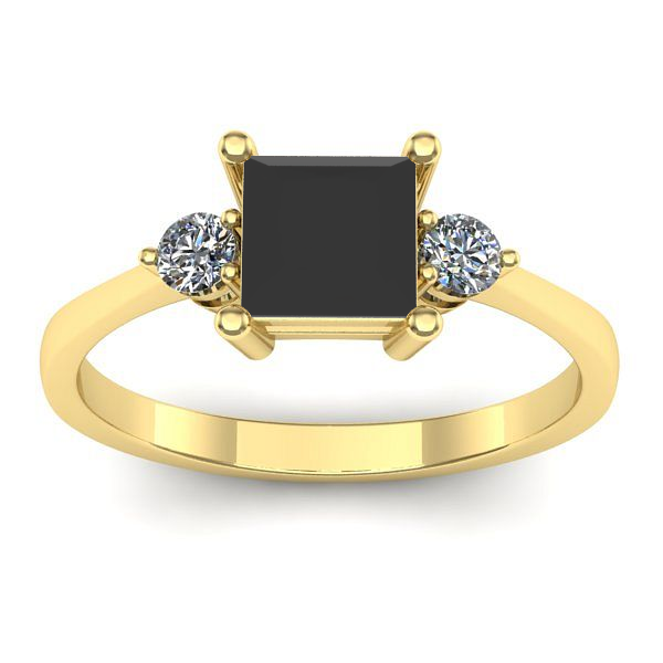 Inel de logodna cu diamant negru patrat