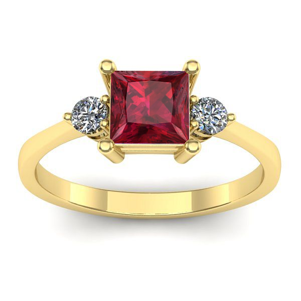 Inel cu rubin patrat