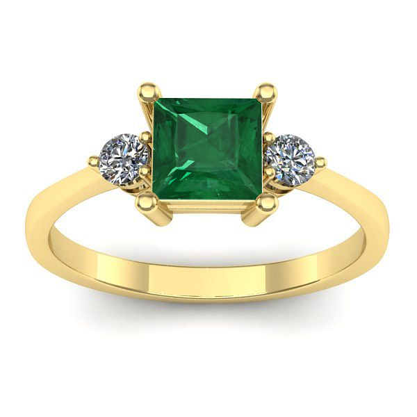 Inel cu smarald patrat