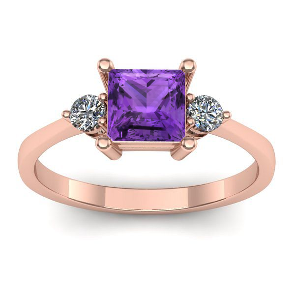 Inel logodna cu ametist patrat